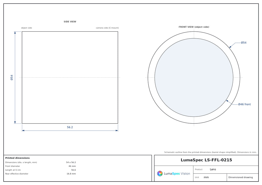 LS-FFL-0215 dimensions (mm)