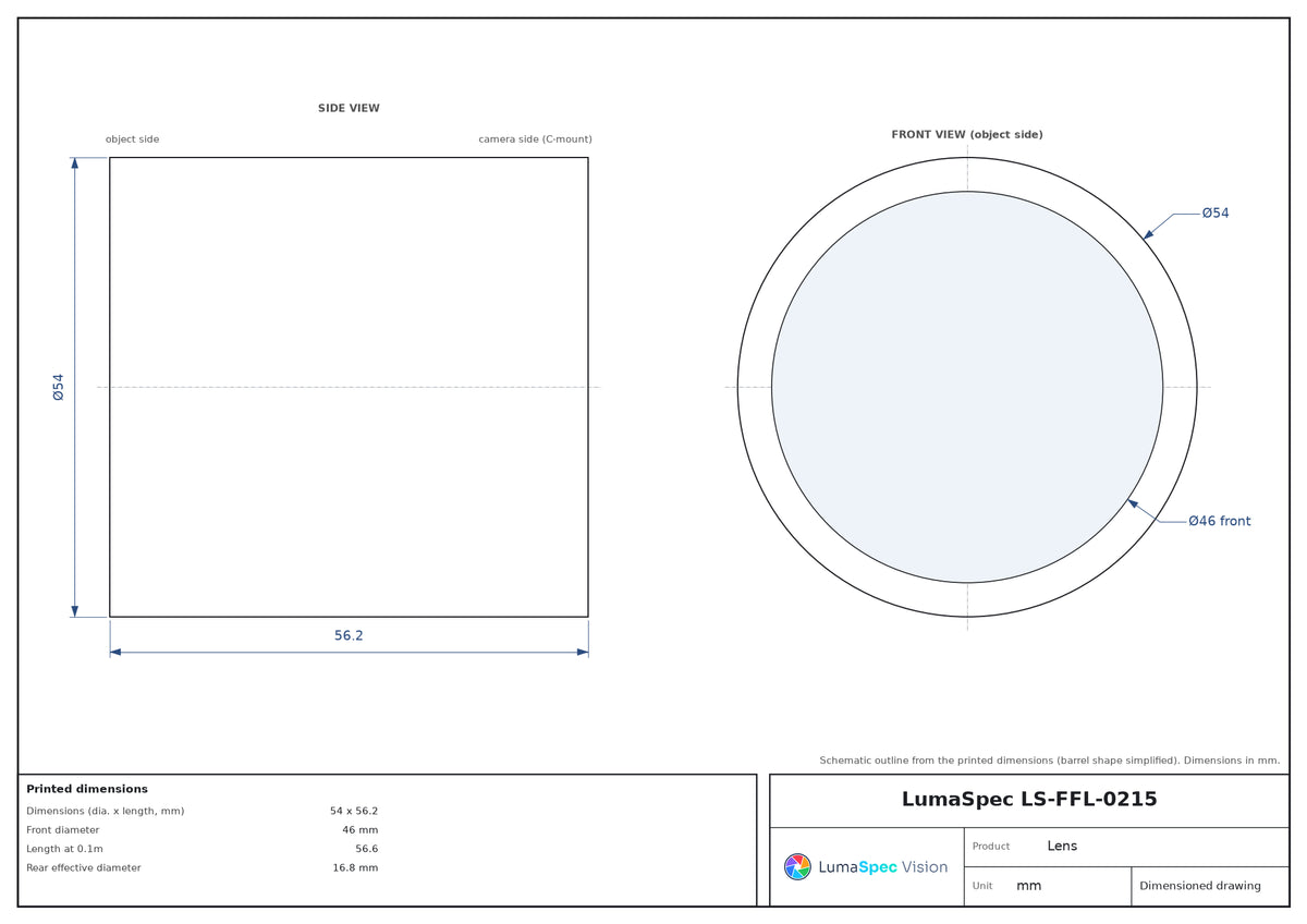 LS-FFL-0215 dimensions (mm)