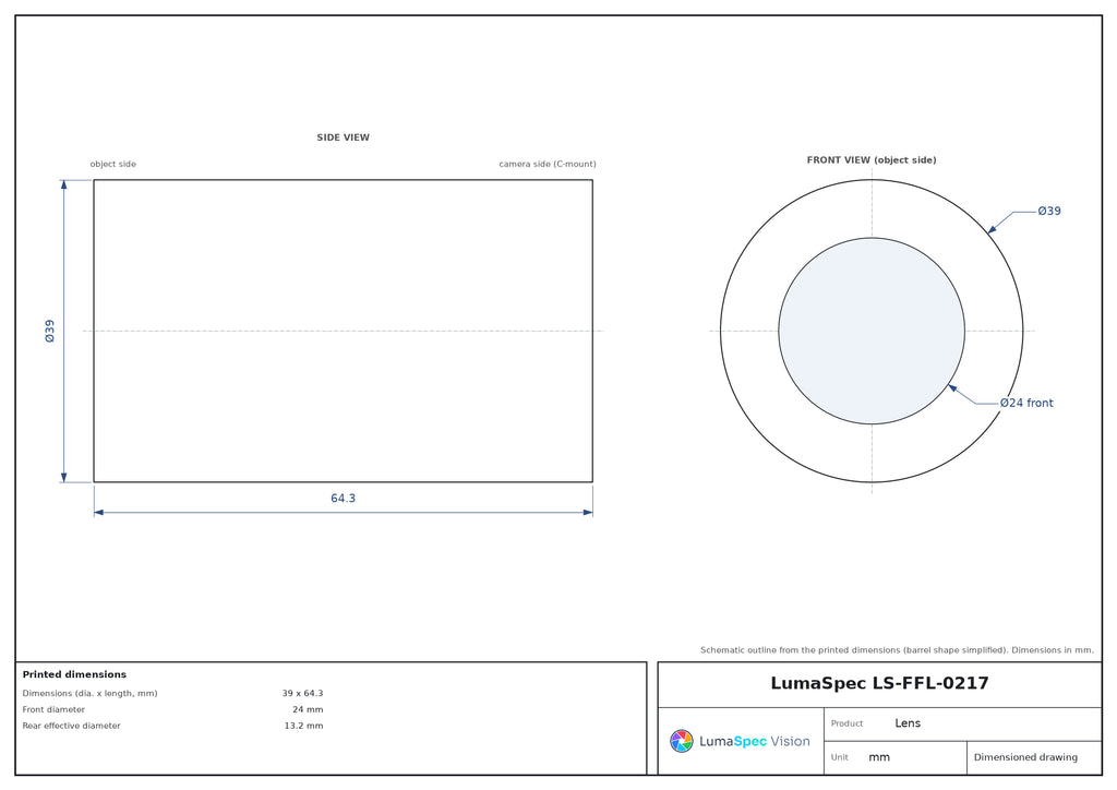 LS-FFL-0217 dimensions (mm)