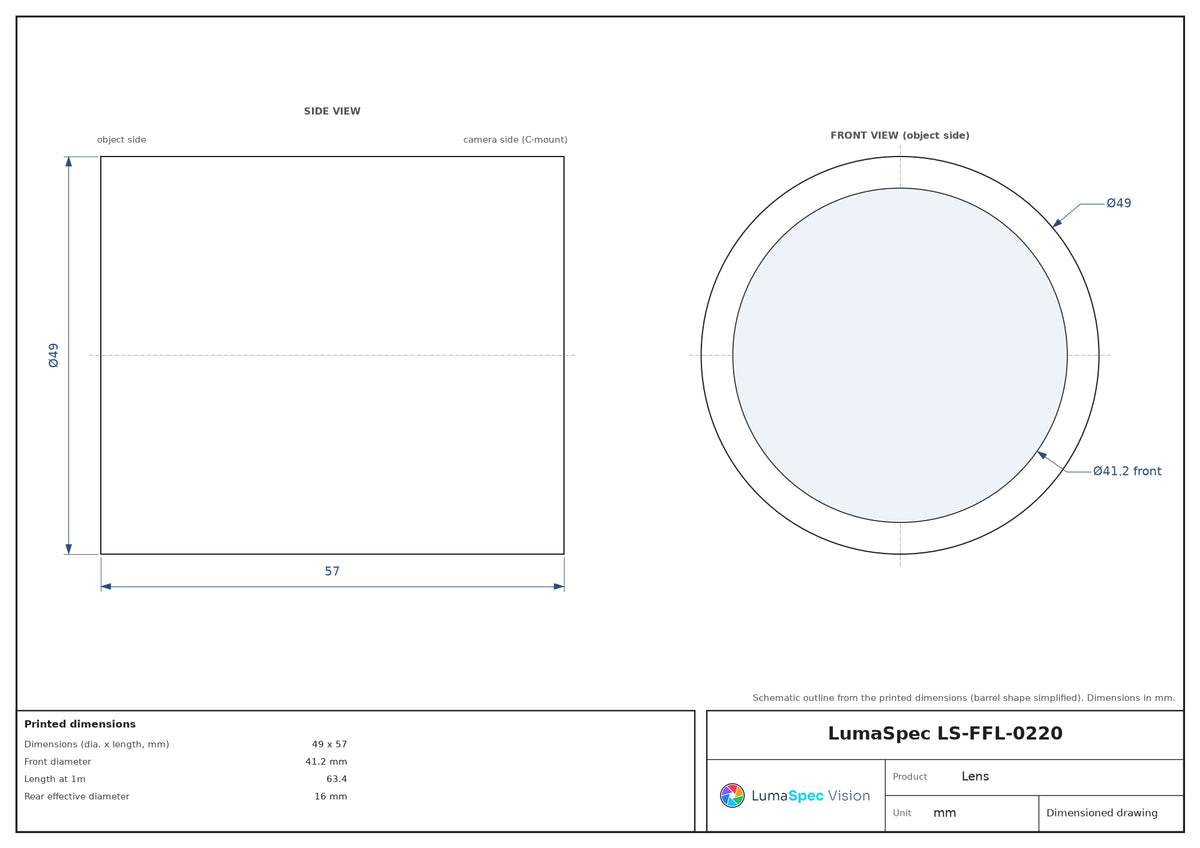 LS-FFL-0220 dimensions (mm)