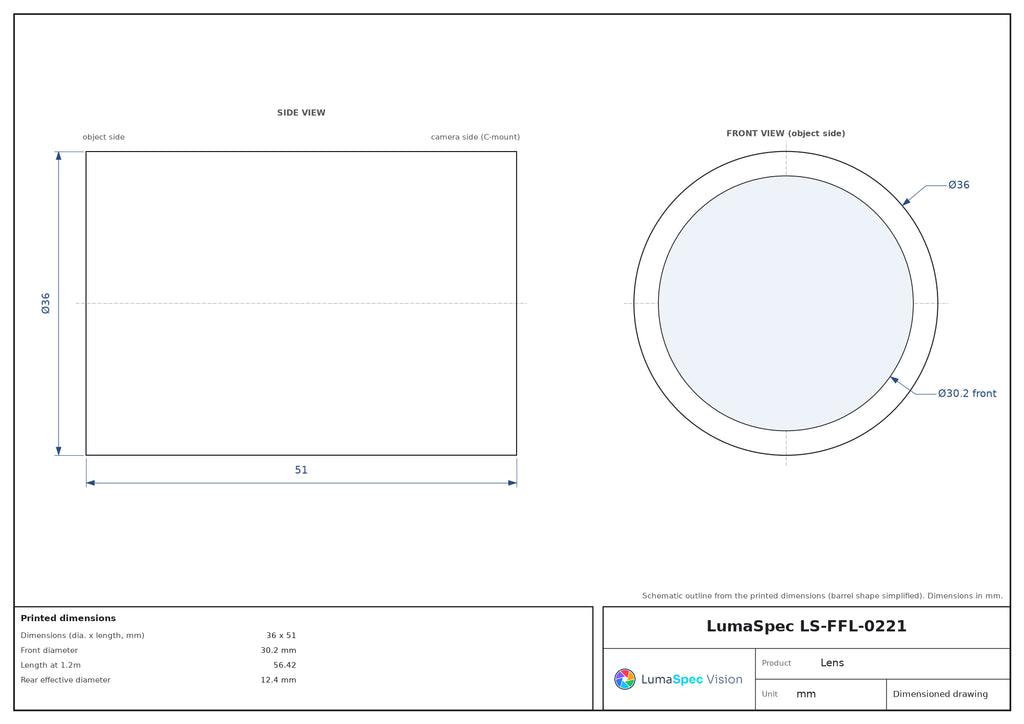 LS-FFL-0221 dimensions (mm)