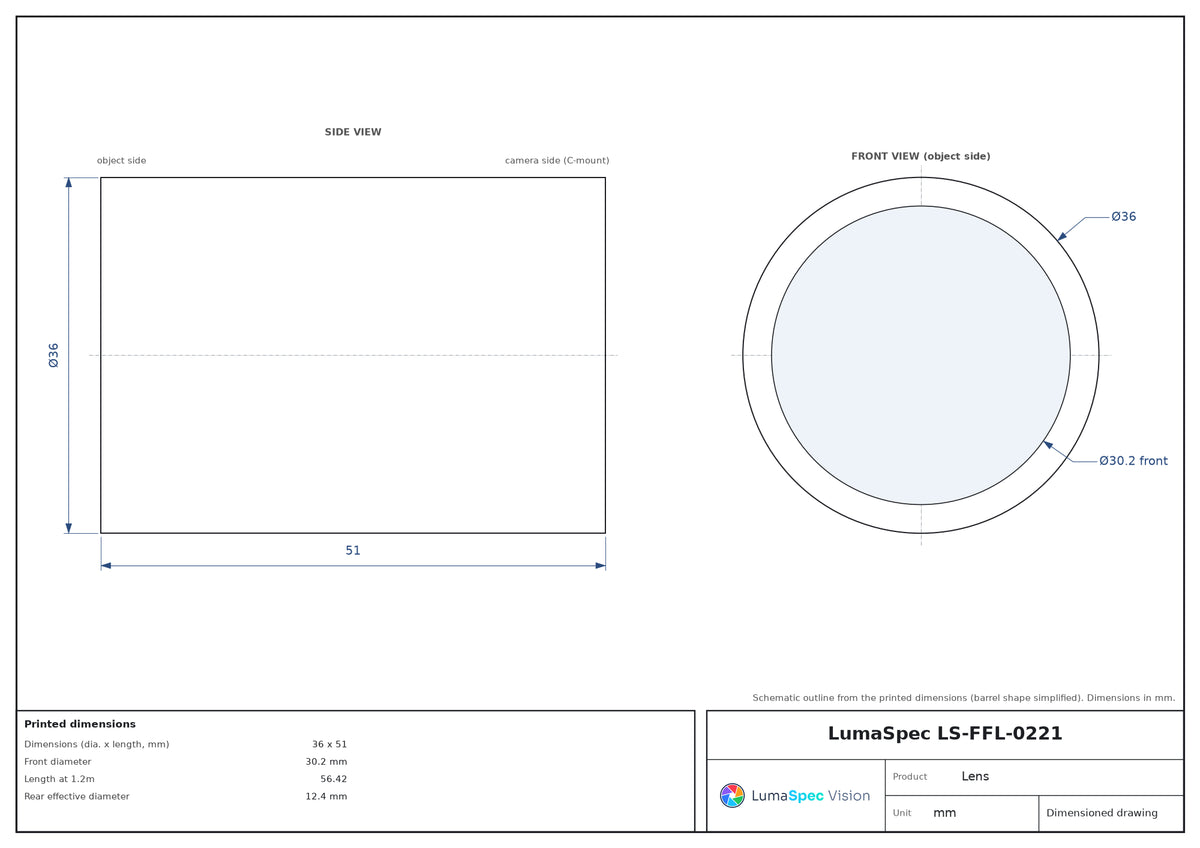 LS-FFL-0221 dimensions (mm)