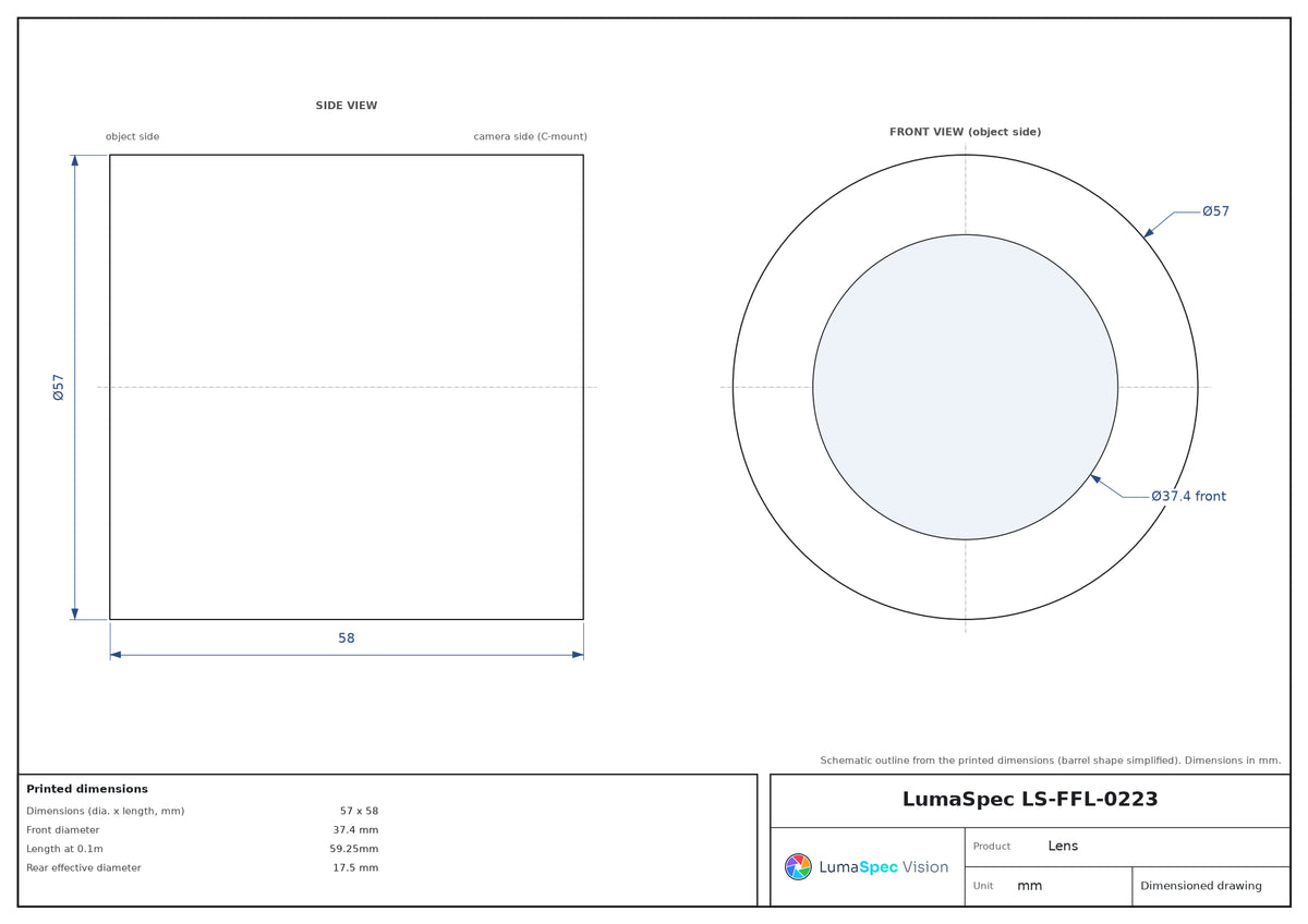 LS-FFL-0223 dimensions (mm)