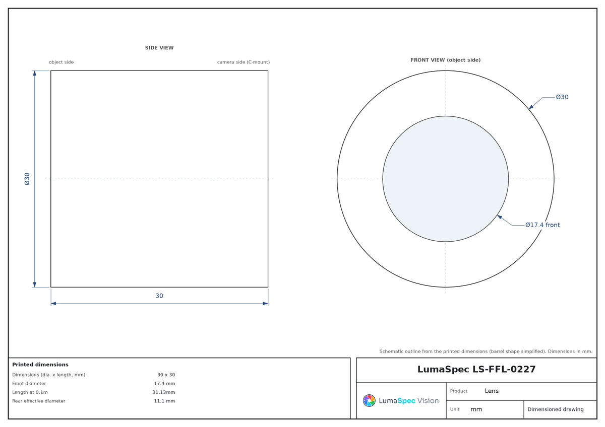 LS-FFL-0227 dimensions (mm)