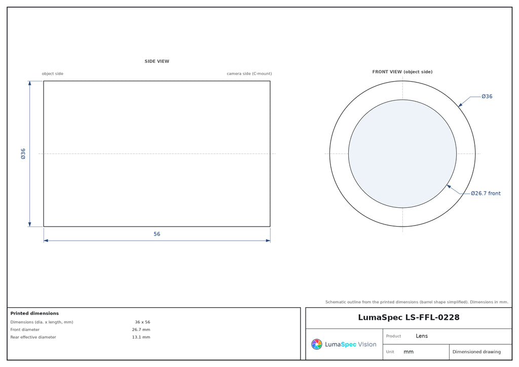 LS-FFL-0228 dimensions (mm)