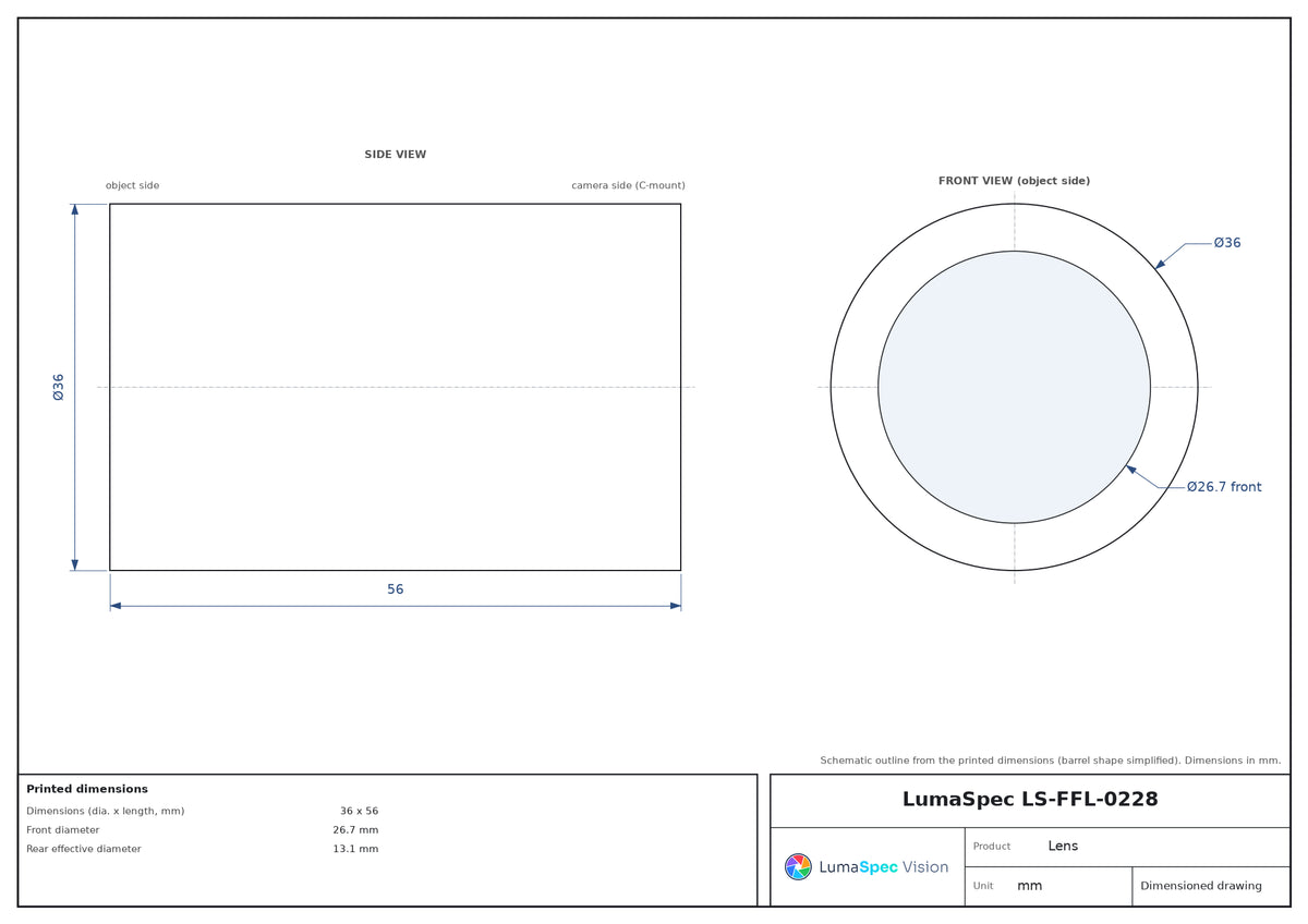 LS-FFL-0228 dimensions (mm)