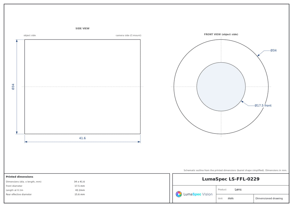 LS-FFL-0229 dimensions (mm)