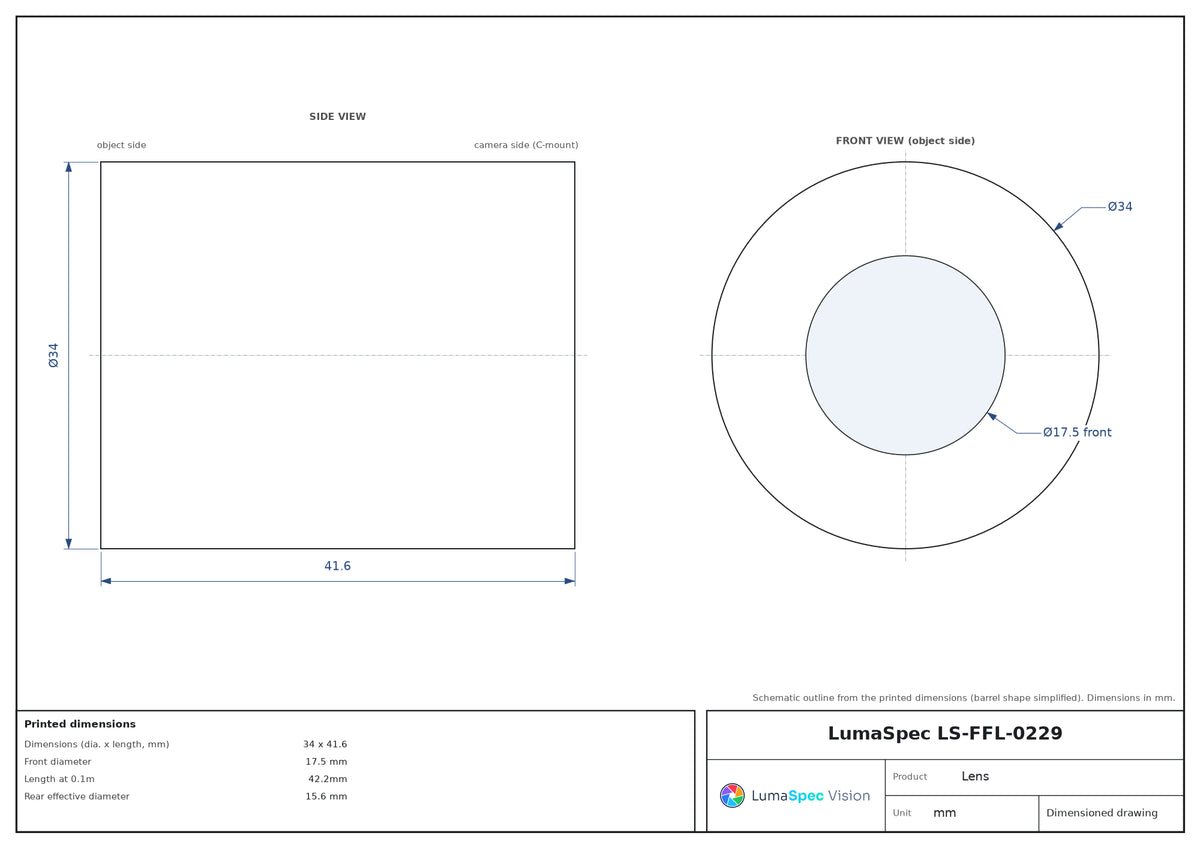 LS-FFL-0229 dimensions (mm)