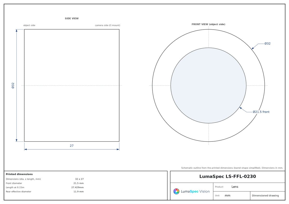LS-FFL-0230 dimensions (mm)
