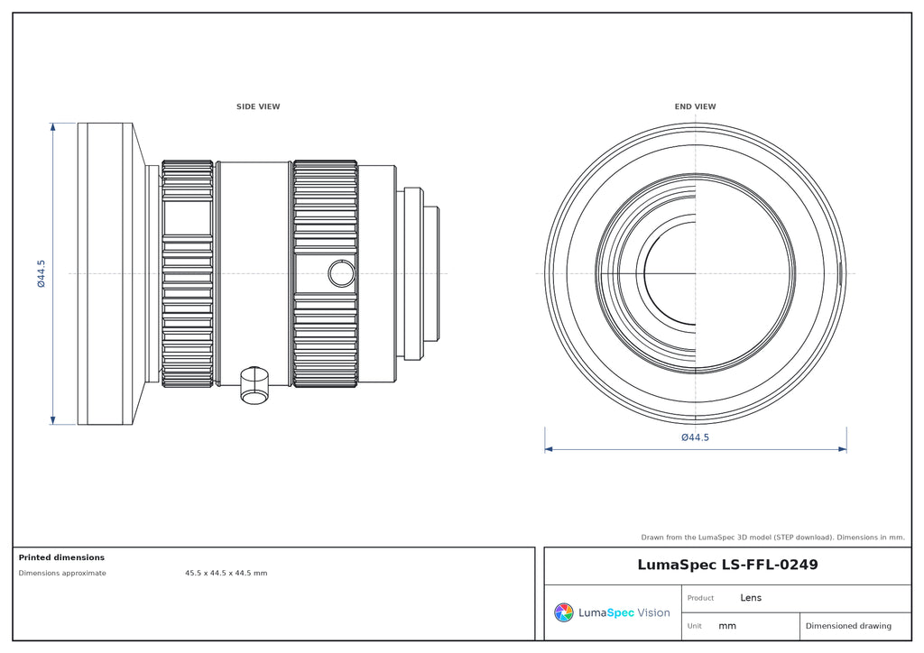 LS-FFL-0249 dimensions (mm)