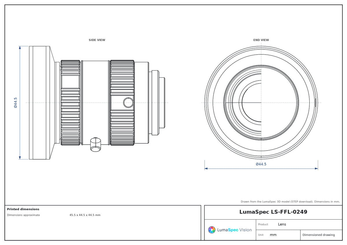 LS-FFL-0249 dimensions (mm)