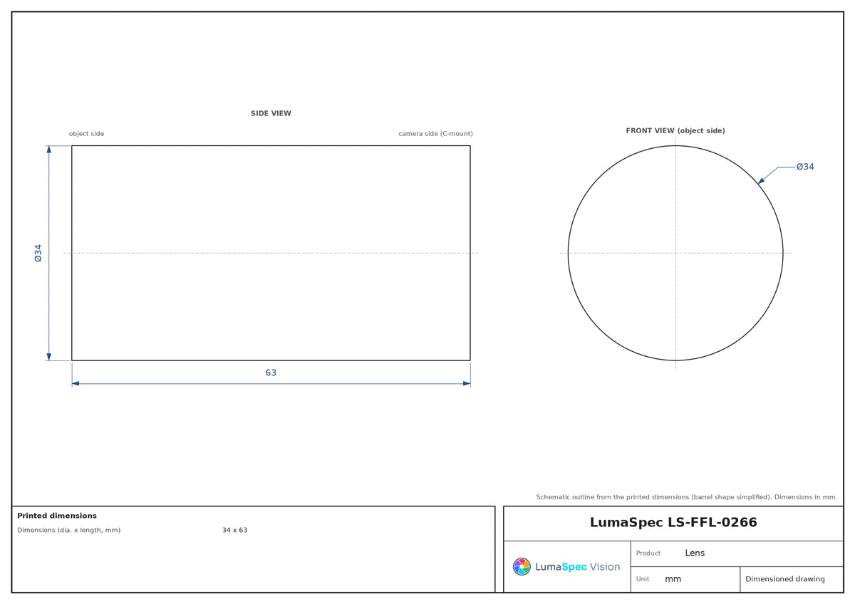 LS-FFL-0266 dimensions (mm)