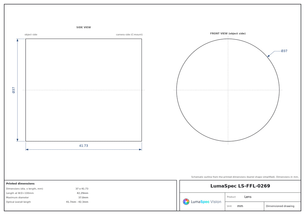LS-FFL-0269 dimensions (mm)
