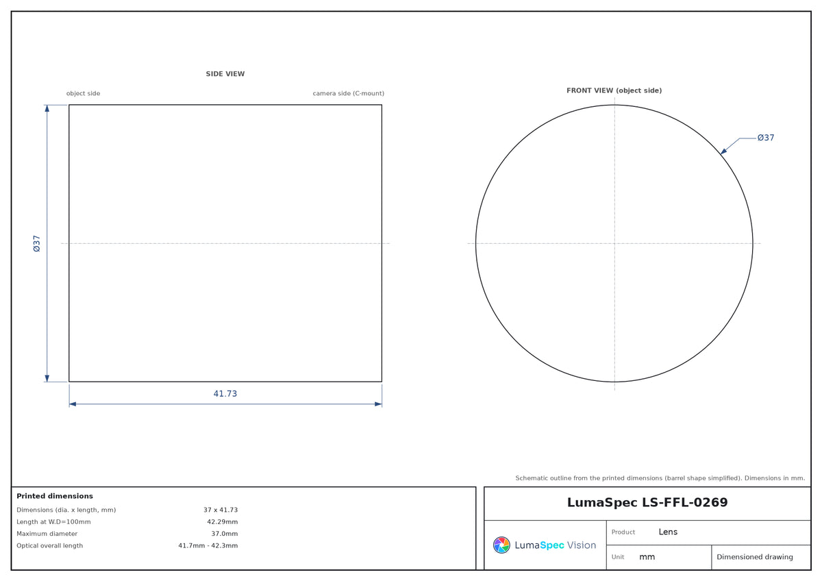 LS-FFL-0269 dimensions (mm)