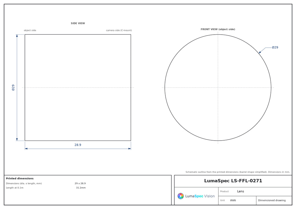LS-FFL-0271 dimensions (mm)