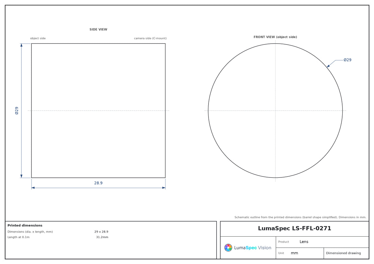 LS-FFL-0271 dimensions (mm)