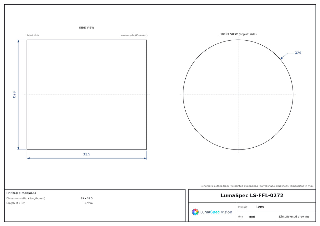 LS-FFL-0272 dimensions (mm)