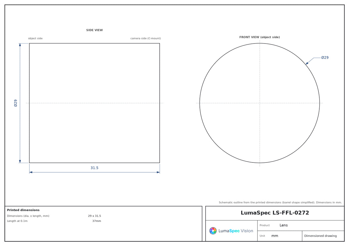 LS-FFL-0272 dimensions (mm)