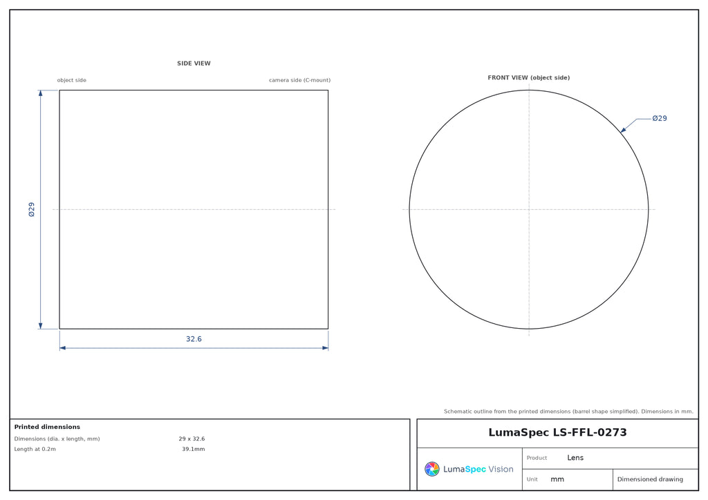 LS-FFL-0273 dimensions (mm)