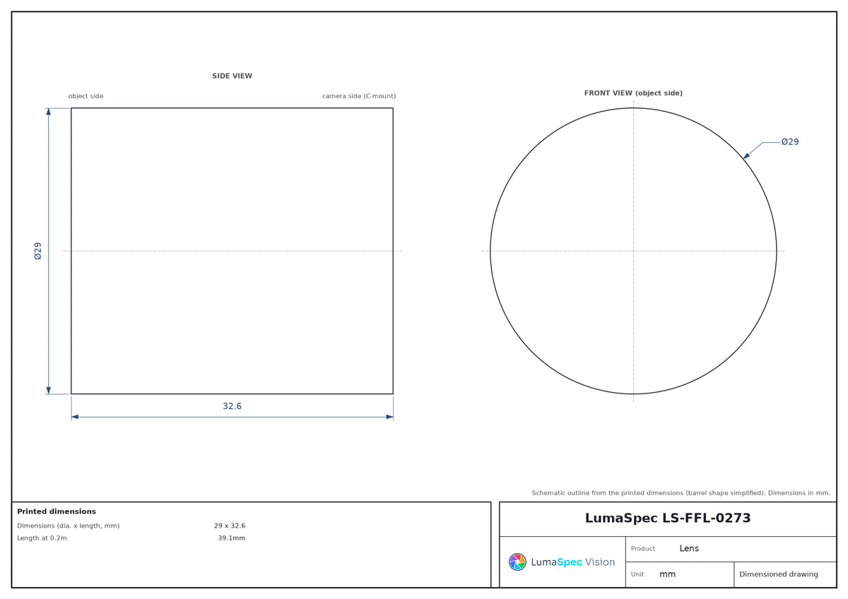LS-FFL-0273 dimensions (mm)