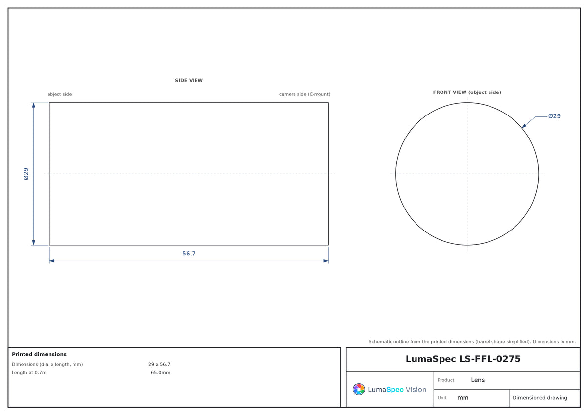 LS-FFL-0275 dimensions (mm)