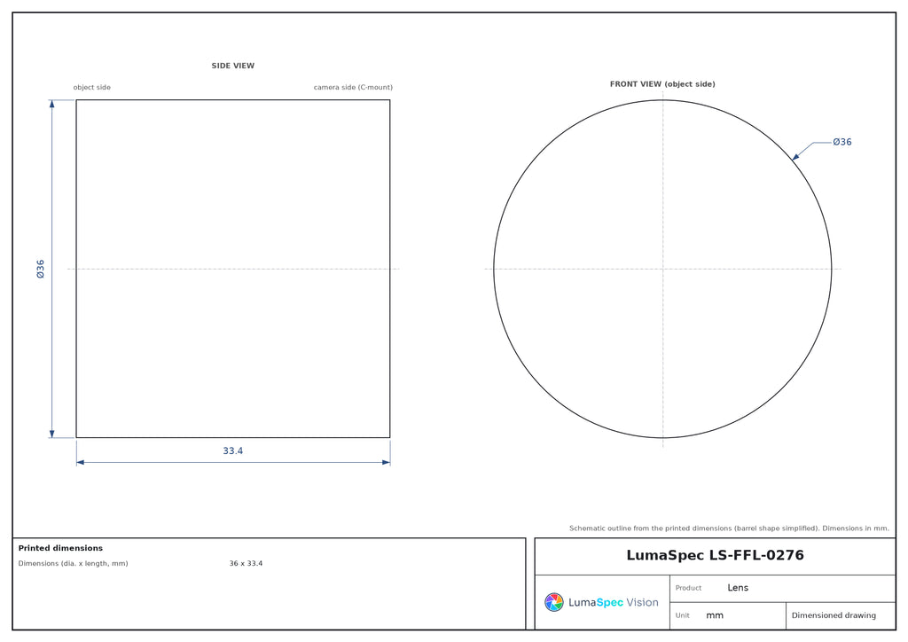 LS-FFL-0276 dimensions (mm)