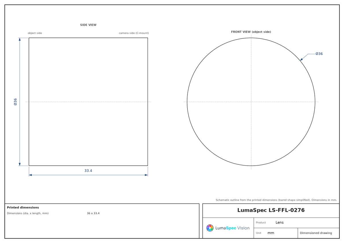 LS-FFL-0276 dimensions (mm)