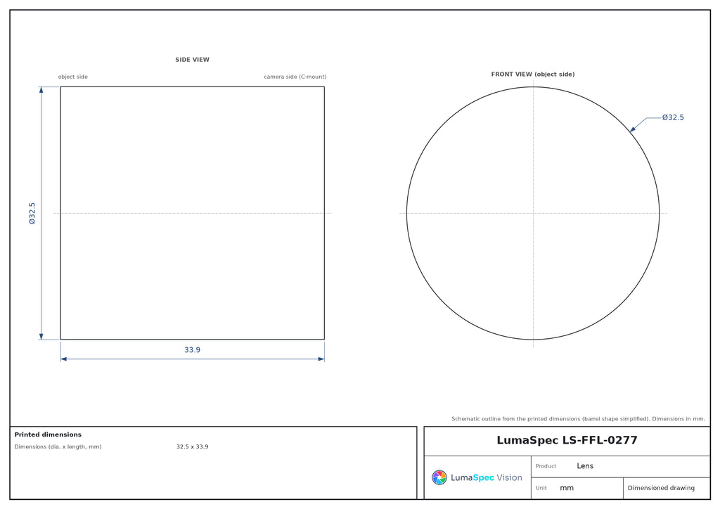 LS-FFL-0277 dimensions (mm)