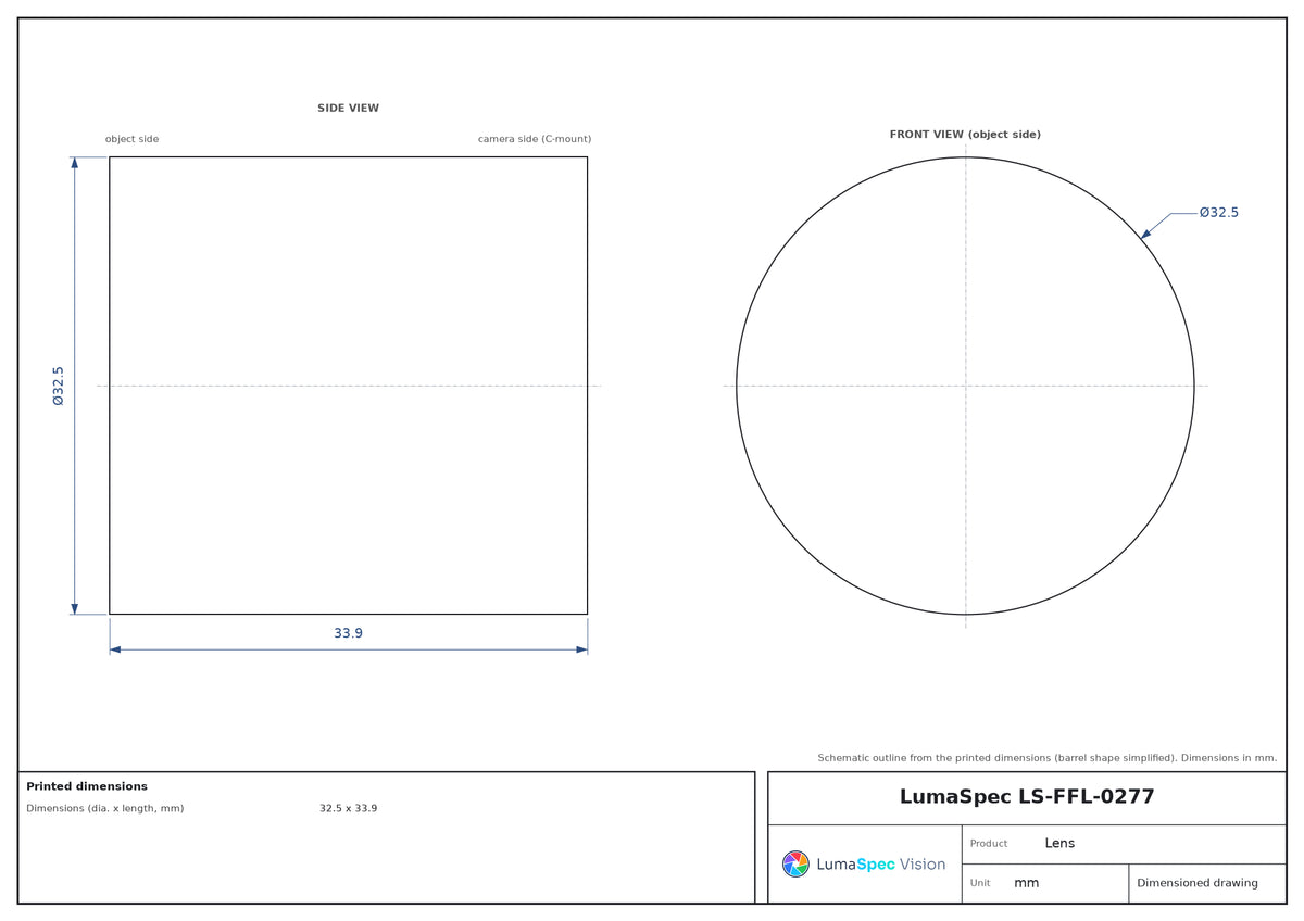 LS-FFL-0277 dimensions (mm)