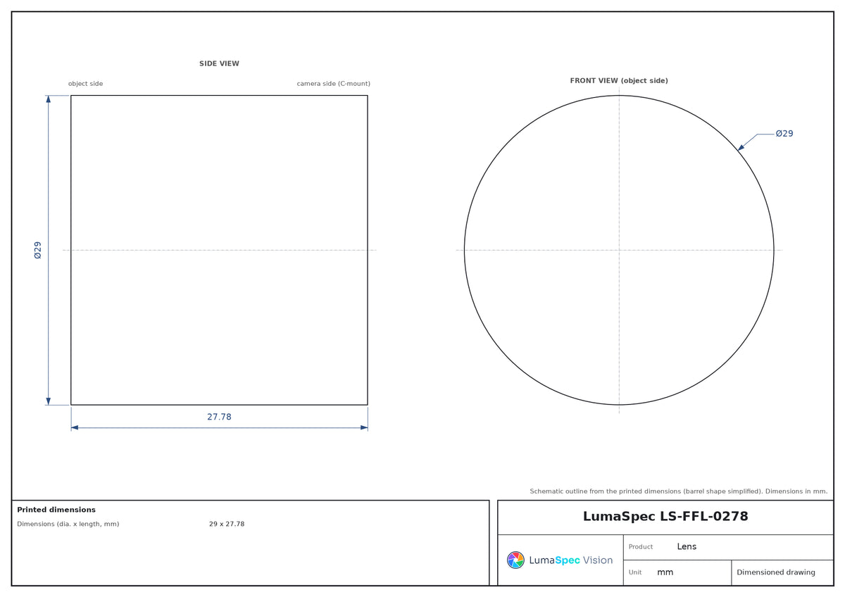 LS-FFL-0278 dimensions (mm)