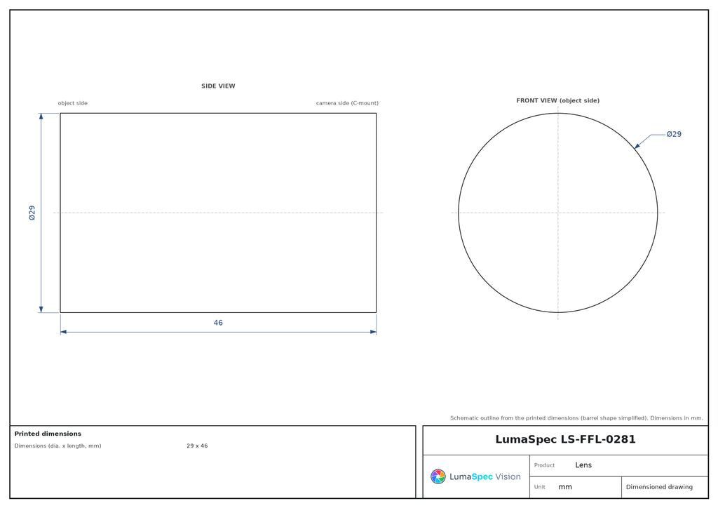 LS-FFL-0281 dimensions (mm)