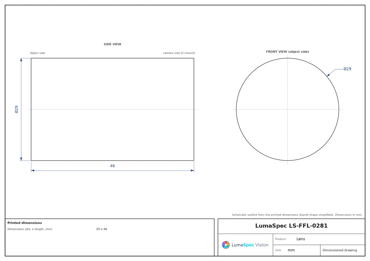 LS-FFL-0281 dimensions (mm)