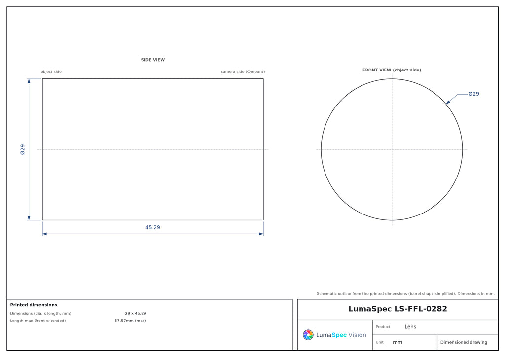 LS-FFL-0282 dimensions (mm)