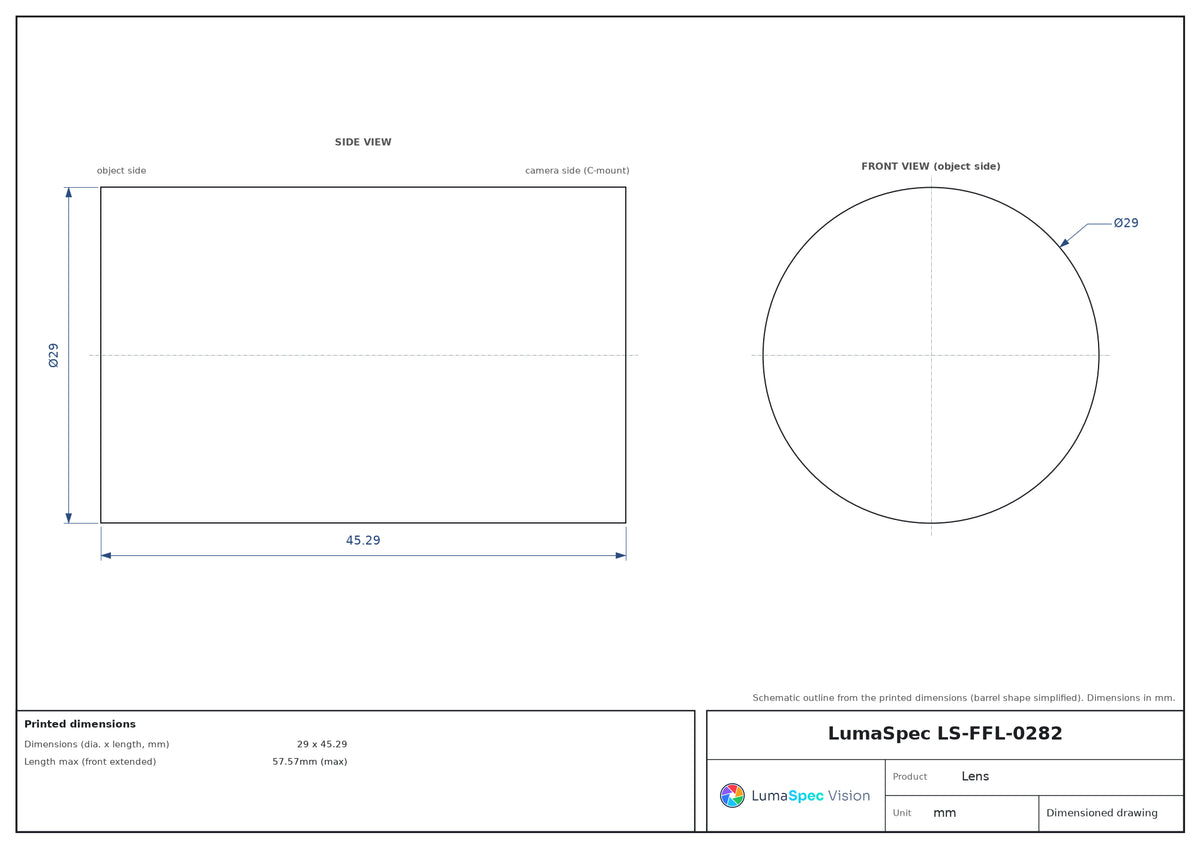 LS-FFL-0282 dimensions (mm)
