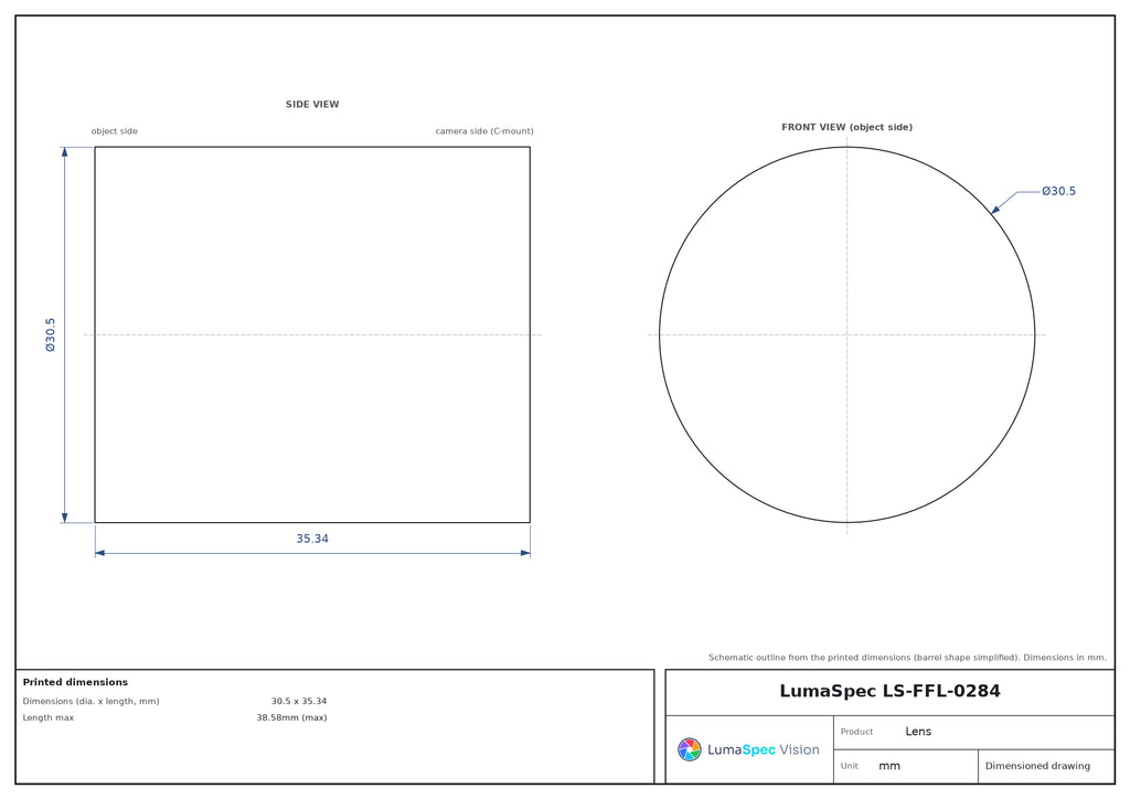 LS-FFL-0284 dimensions (mm)