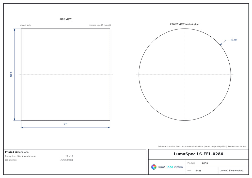 LS-FFL-0286 dimensions (mm)