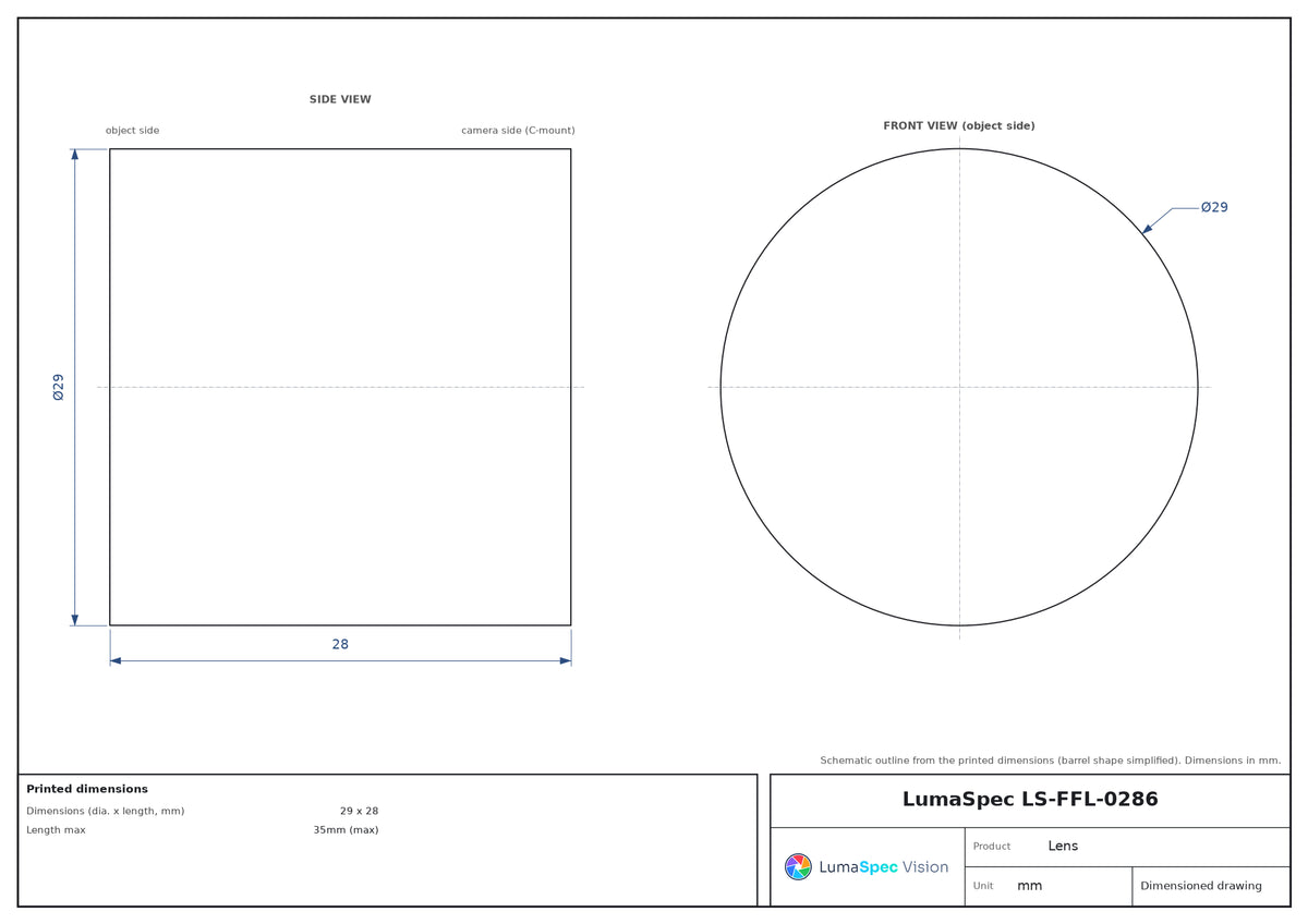 LS-FFL-0286 dimensions (mm)