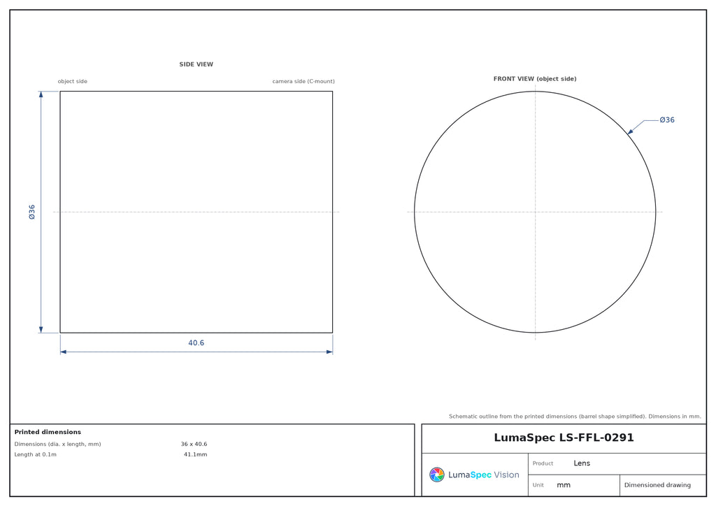 LS-FFL-0291 dimensions (mm)