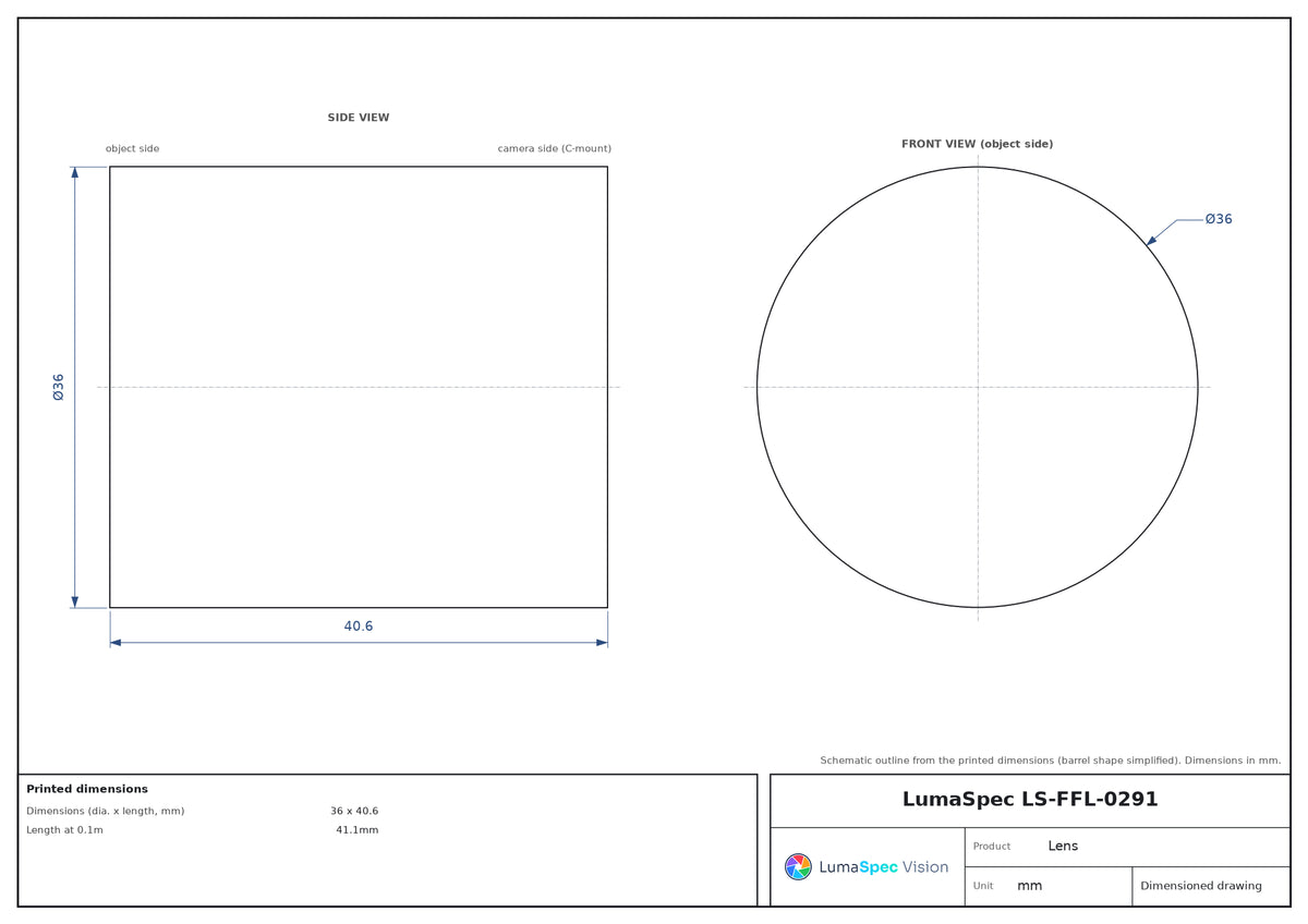 LS-FFL-0291 dimensions (mm)