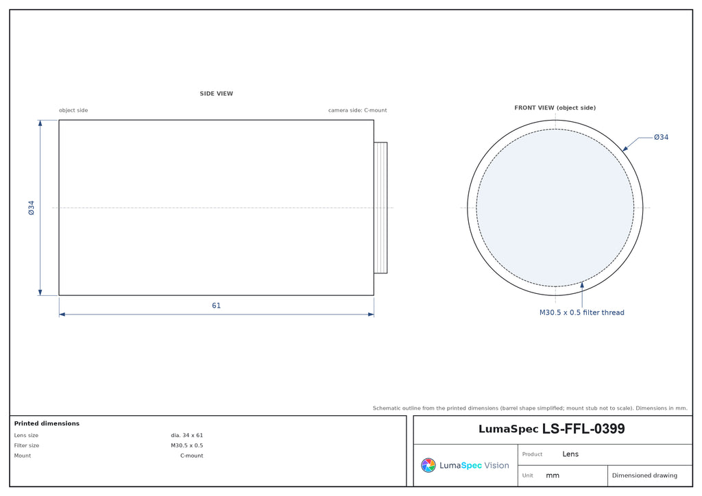LS-FFL-0399 dimensions (mm)