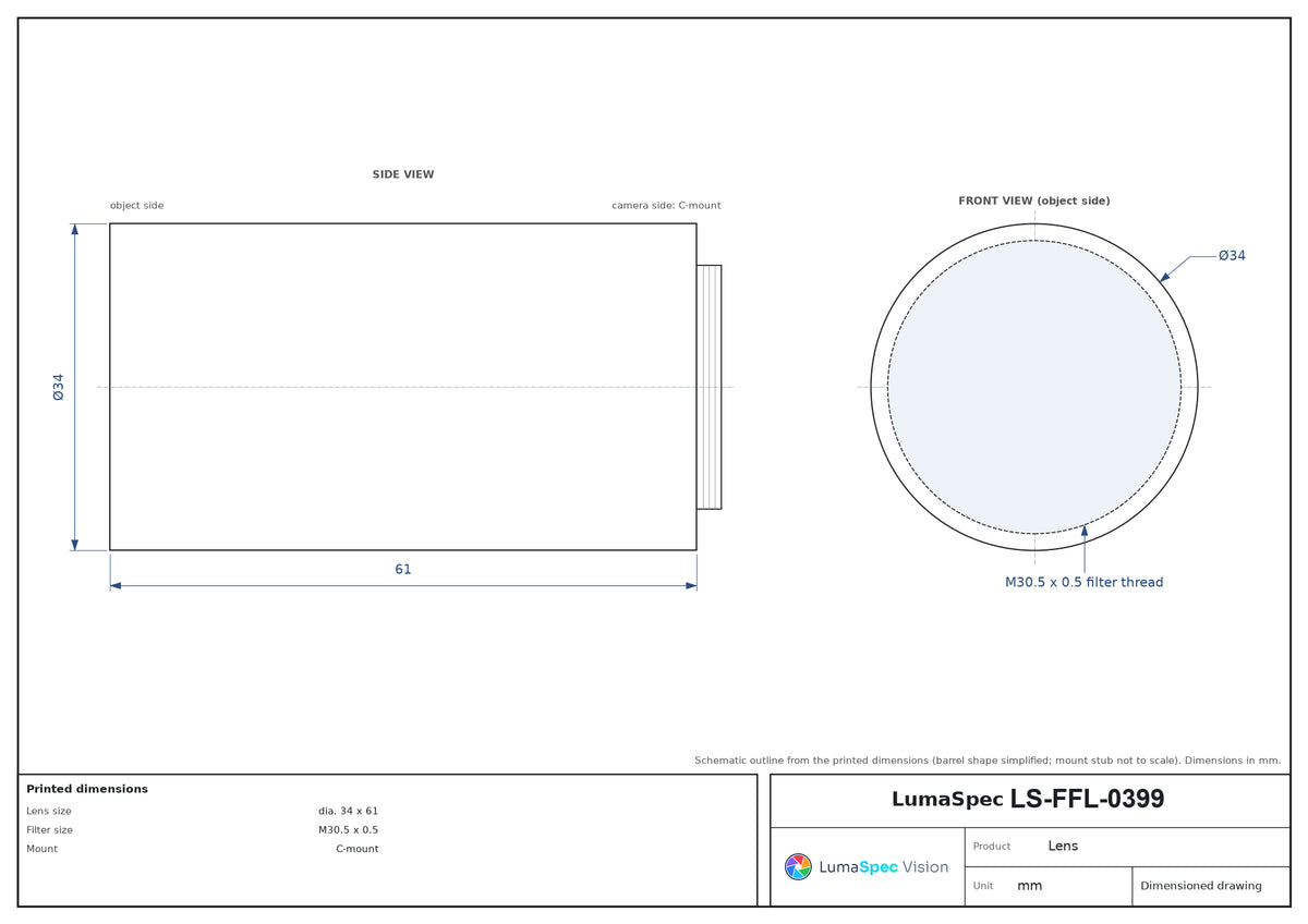 LS-FFL-0399 dimensions (mm)