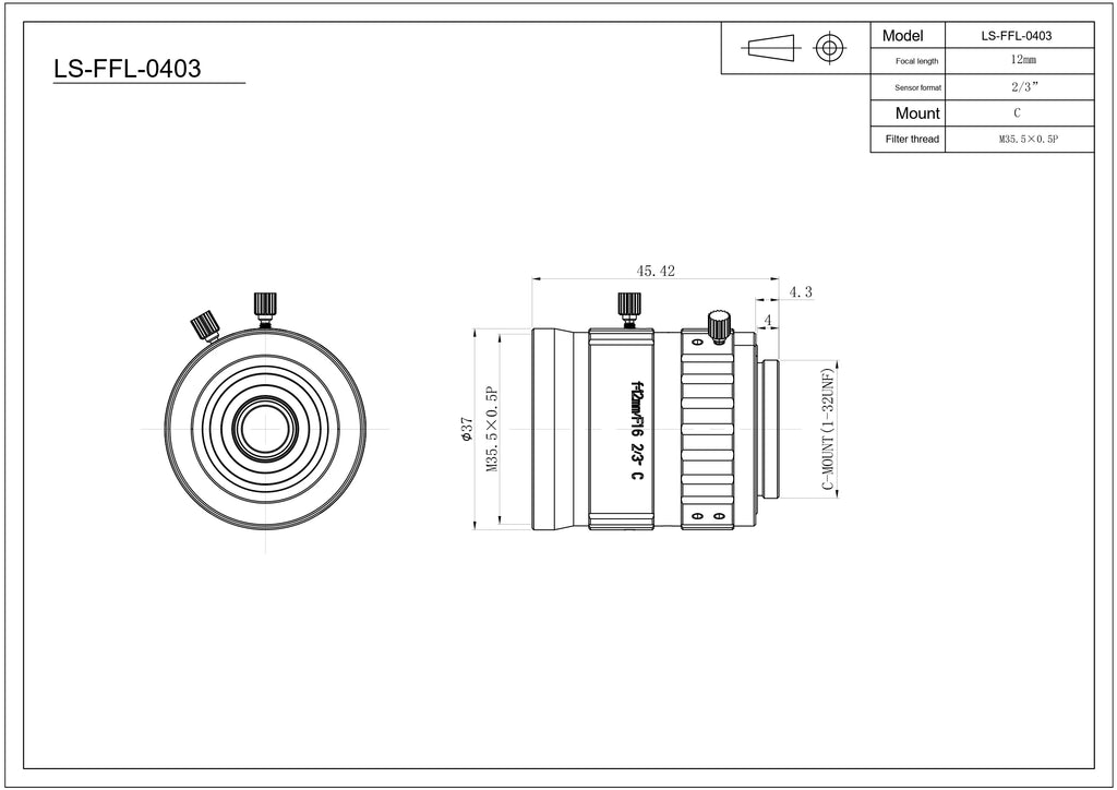 LS-FFL-0403 dimensions (mm)
