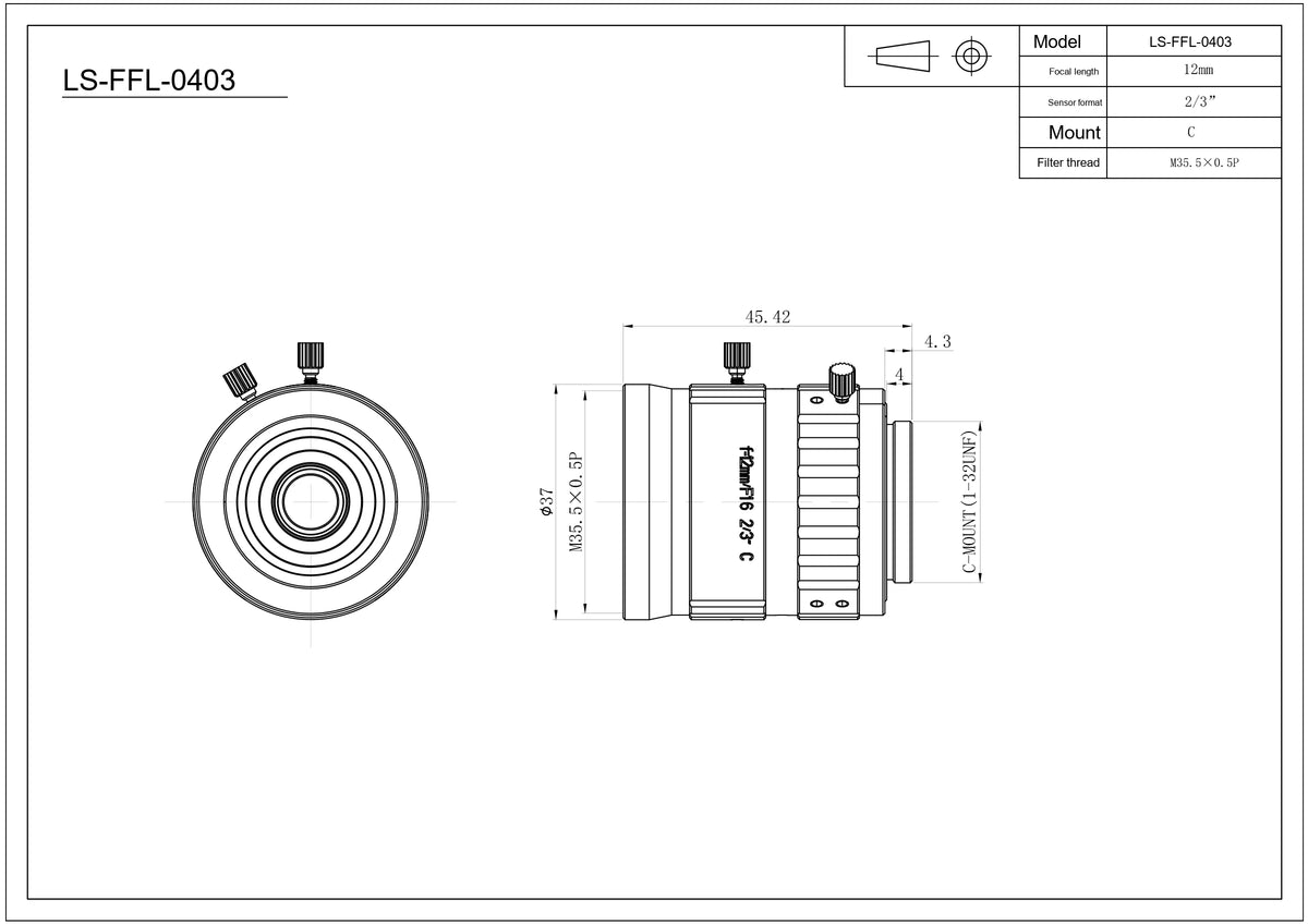 LS-FFL-0403 dimensions (mm)