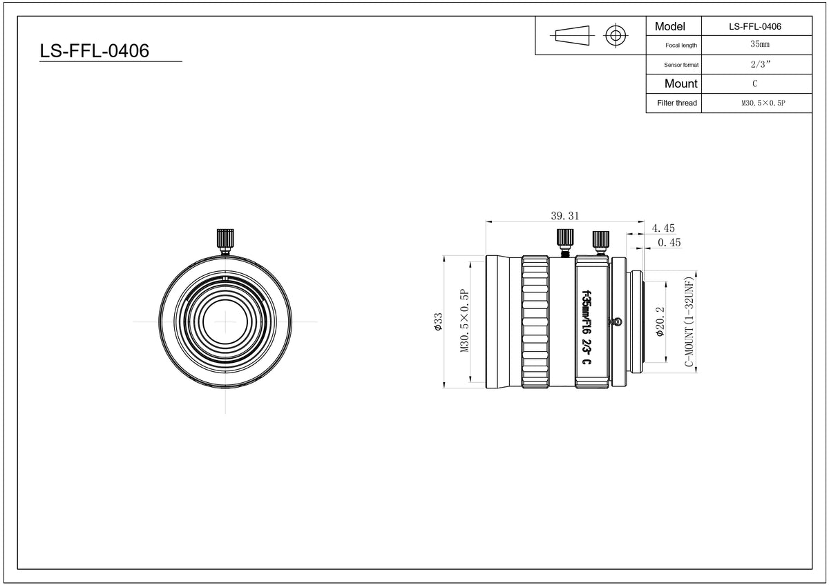 LS-FFL-0406 dimensions (mm)
