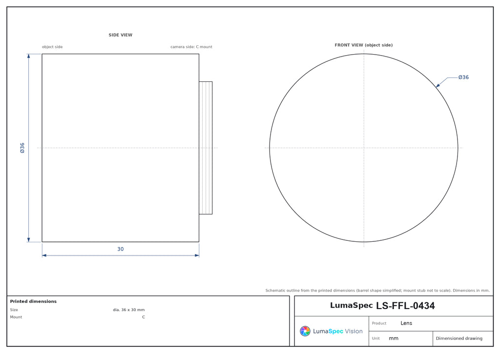 LS-FFL-0434 dimensions (mm)