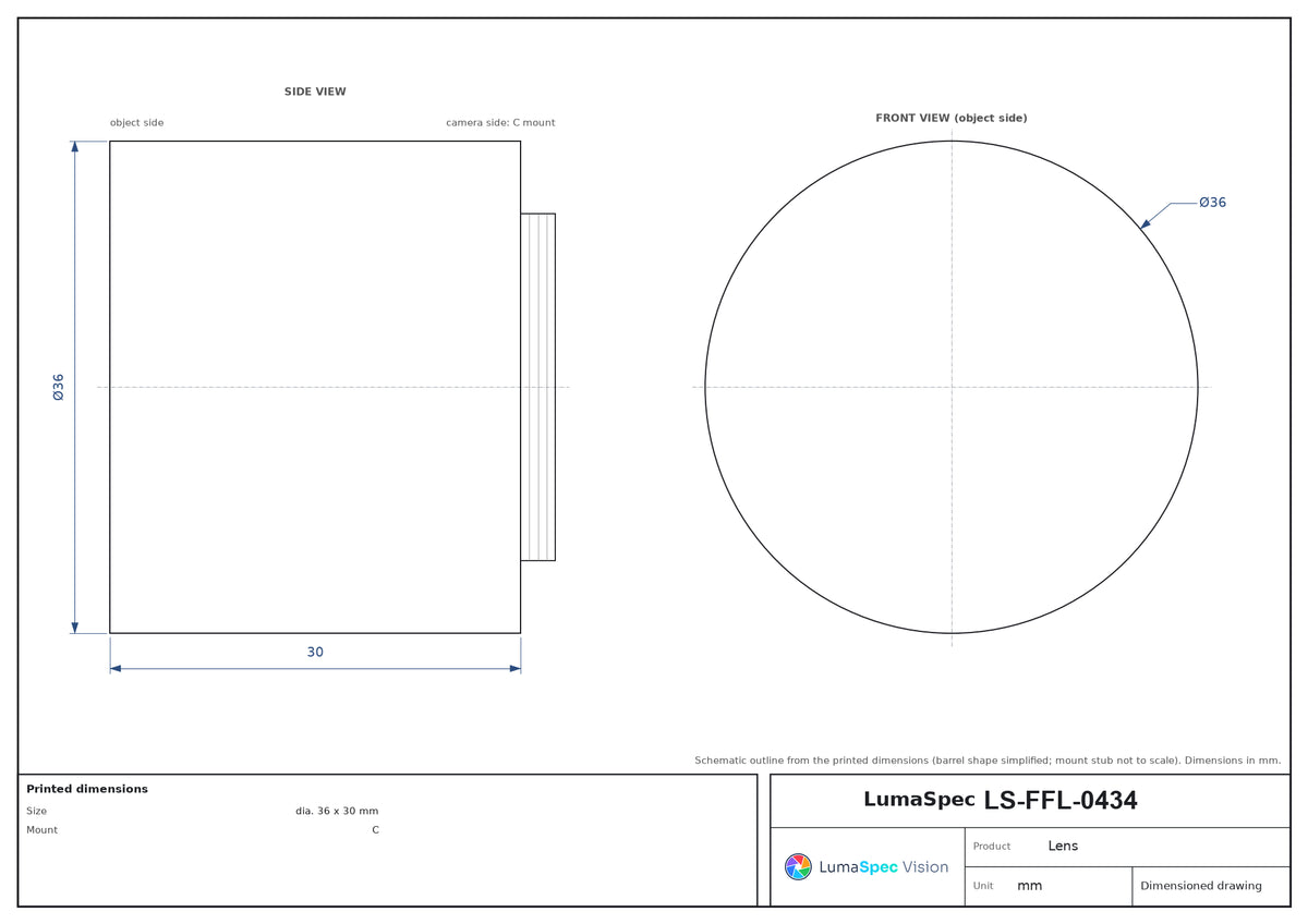 LS-FFL-0434 dimensions (mm)