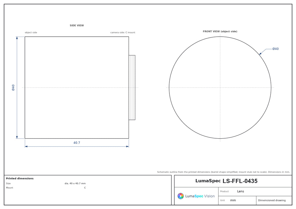 LS-FFL-0435 dimensions (mm)