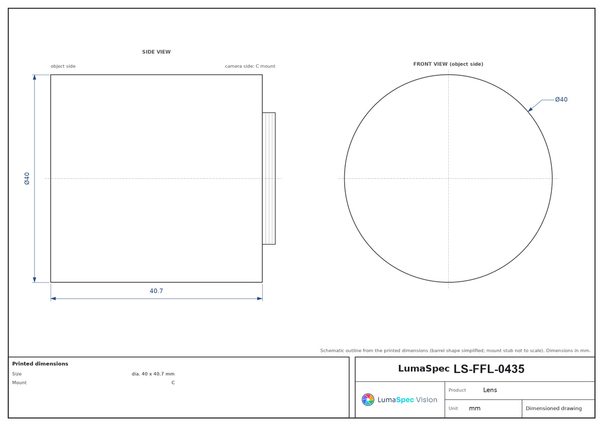 LS-FFL-0435 dimensions (mm)