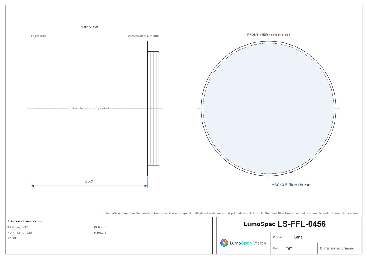 LS-FFL-0456 dimensions (mm)