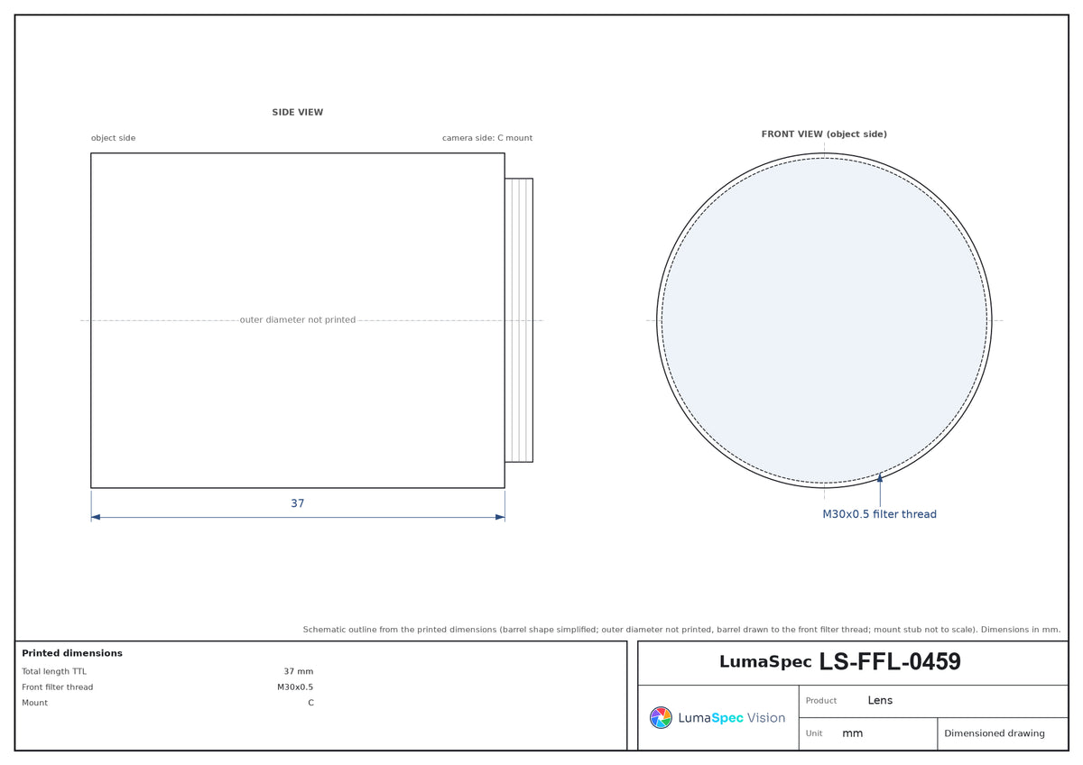 LS-FFL-0459 dimensions (mm)